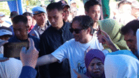 Peringatan Mayday 2025,di hadiri Wakil Gubernur Provinsi Kalsel Hasnuryadi Sulaiman (berkacamata hitam),Kamis (1/5/2025).(Poto :MC Kalsel)