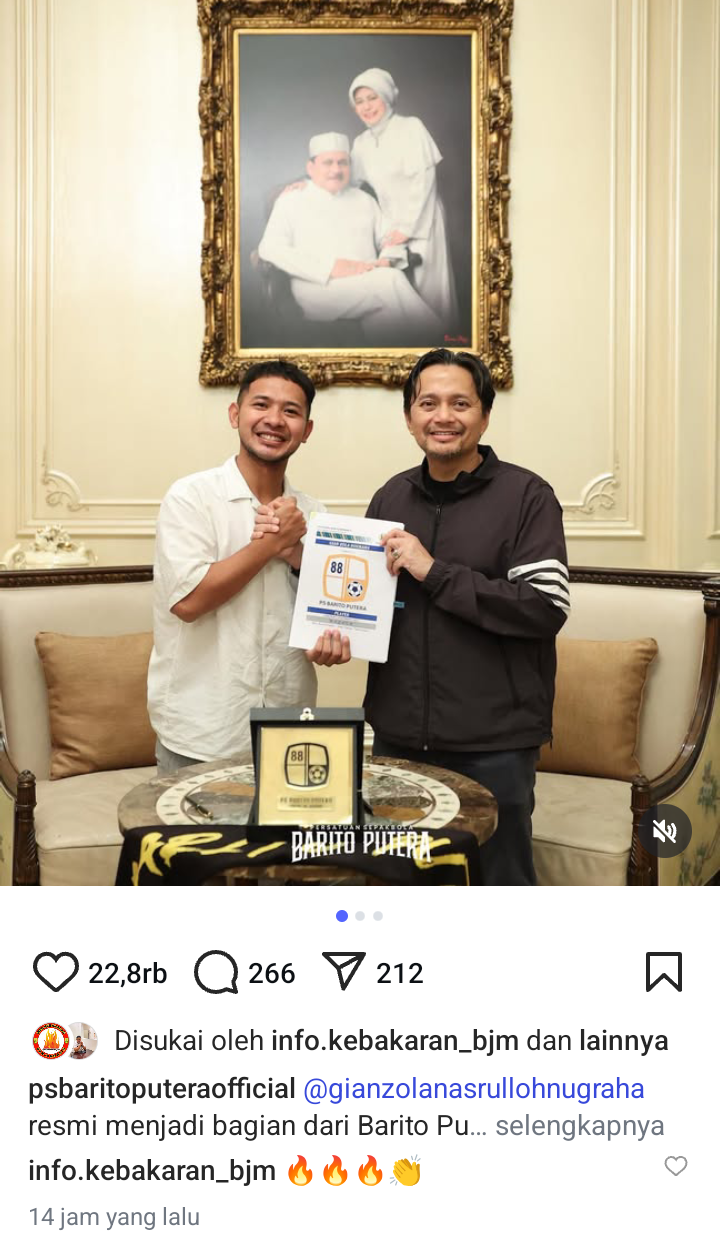 (Foto tangkapan layar @psbaritoputeraofficial)