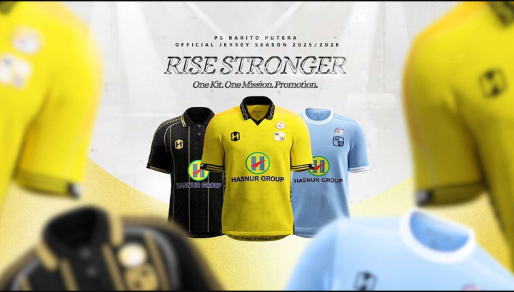 Kostum resmi Barito Putera musim 2025/2026. (Foto: Instagram @psbaritoputeraofficial)
